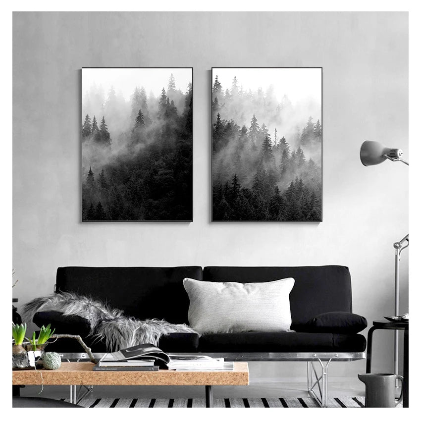 Foggy Forest Painting