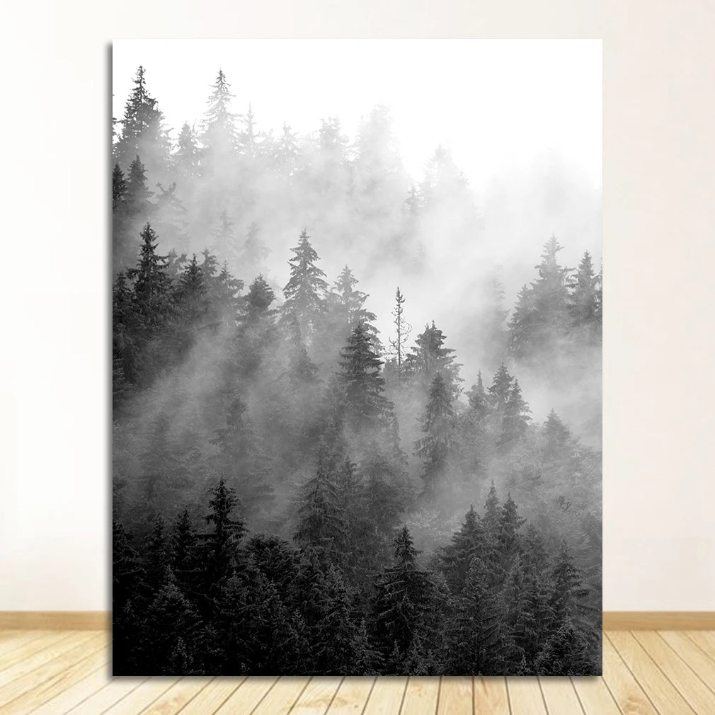 Foggy Forest Painting