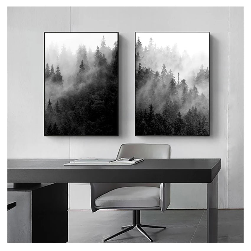 Foggy Forest Painting