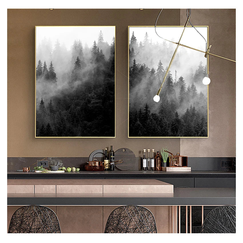 Foggy Forest Painting